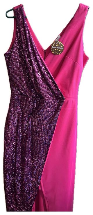REBAJAS Vestido lentejuelas fucsia-morado