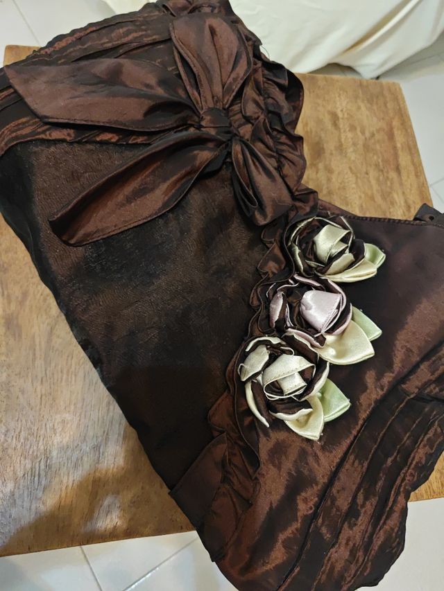 Borsa marrone in taffetà