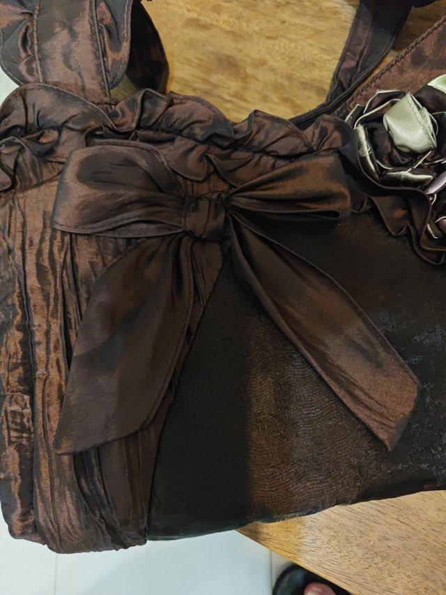 Borsa marrone in taffetà