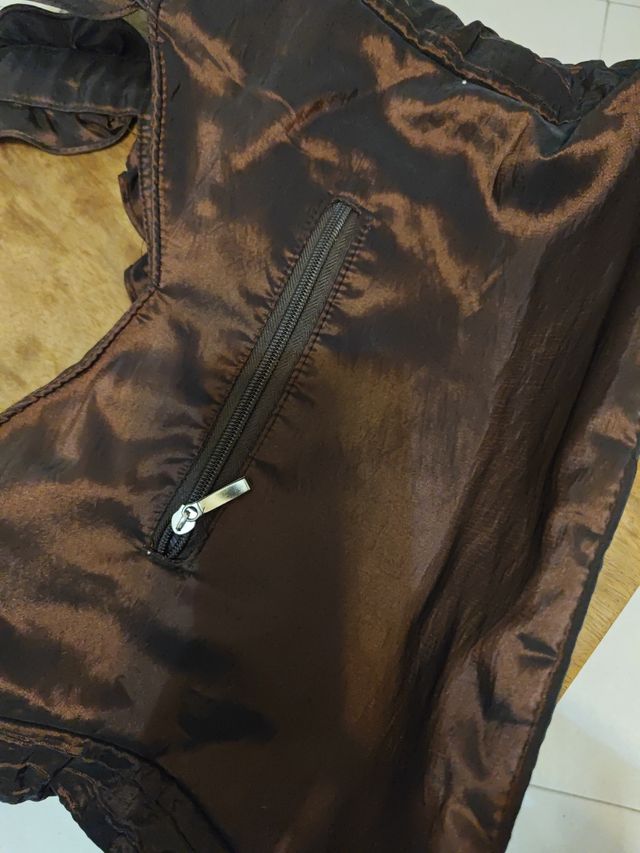 Borsa marrone in taffetà