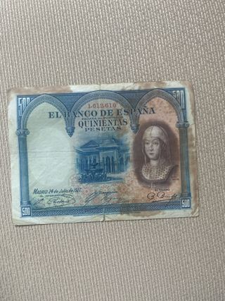 Billete 500 Pesetas España 1927