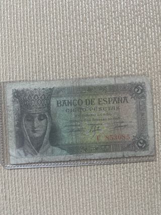 Billete 5 pesetas España 1943