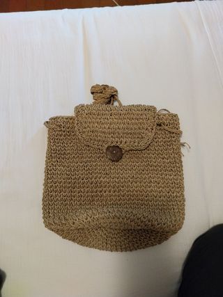 Bolso mochila rafia beige