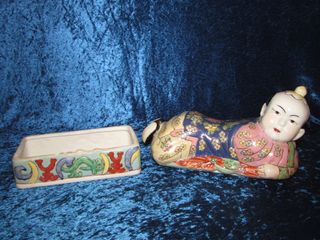 Antigua almohada cojín caja oriental china sellos