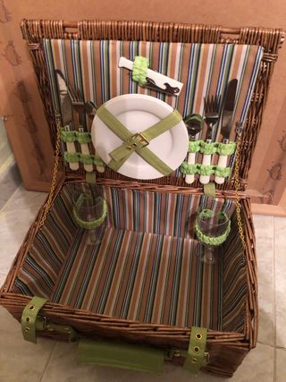 Cesta picnic mimbre - Vajilla completa