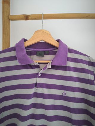 Polo rayas Calvin Klein gris-morado