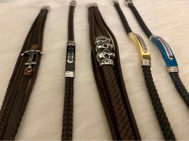 Pulseras cuero hombre - 5uds