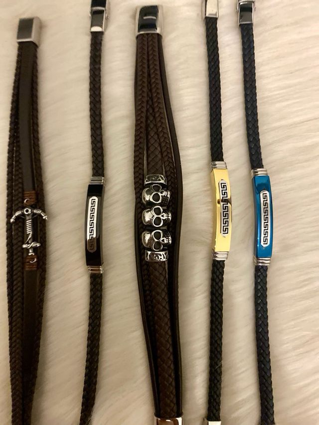 Pulseras cuero hombre - 5uds