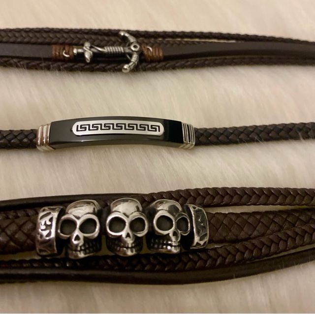 Pulseras cuero hombre - 5uds