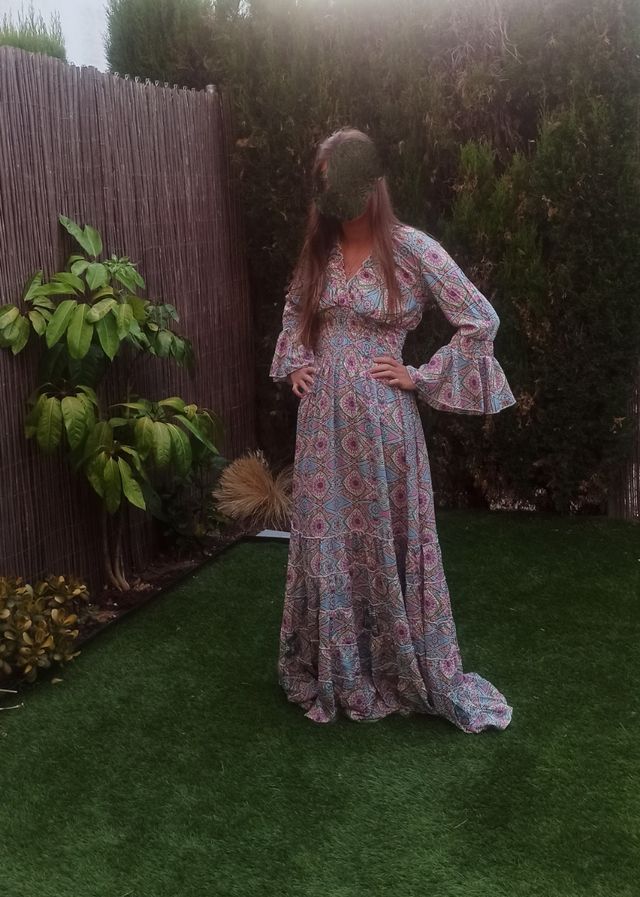 Vestido largo multicolor verano, talla XS a L