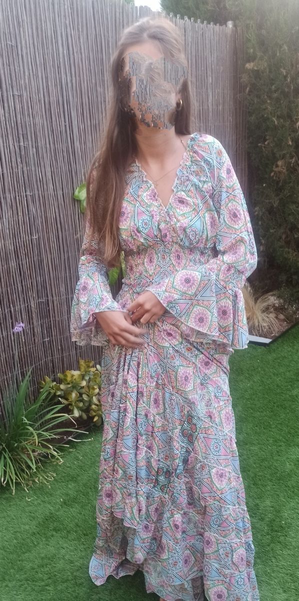 Vestido largo multicolor verano, talla XS a L