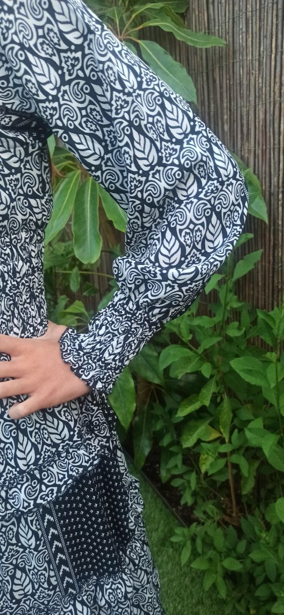 Vestido largo blanco y negro, talla XS a M