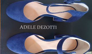 Zapatos tacón medio y ancho, Adele DeZotti azules 