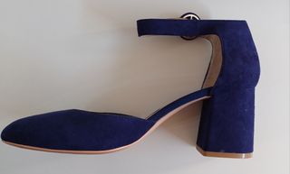 Zapatos tacón medio y ancho, Adele DeZotti azules 
