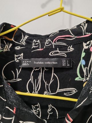 Camisa Zara Gatos - Talla S