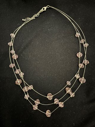 Collar 3 hileras bolas rosas