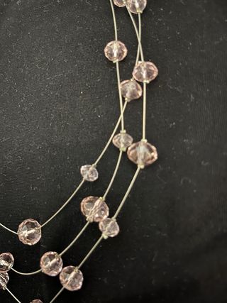Collar 3 hileras bolas rosas