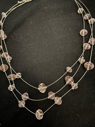 Collar 3 hileras bolas rosas