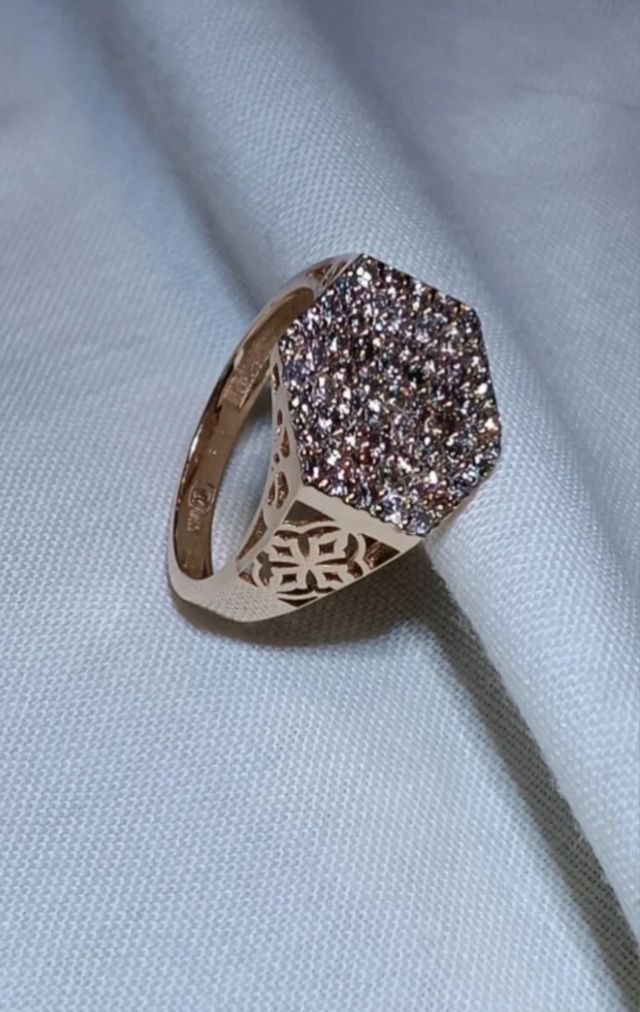 Anillo oro rosa 14k diamantes