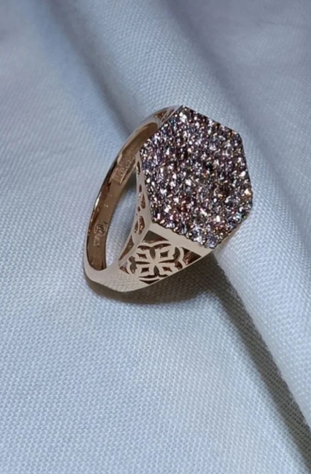 Anillo oro rosa 14k diamantes