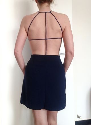 Mini abito blu scollo a V