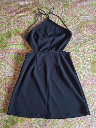 Mini abito blu scollo a V