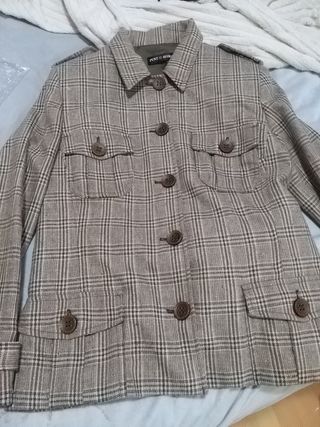 Americana cuadros beige-marrón