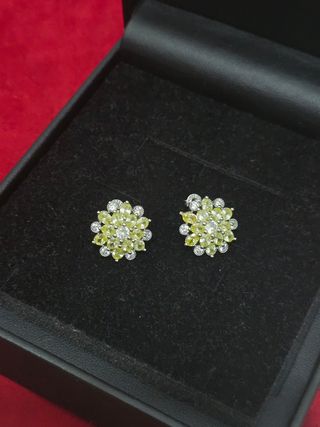 Pendientes Plata Flores Amarillas