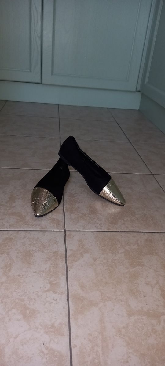 Ballerine nere e oro - nuove con etichetta