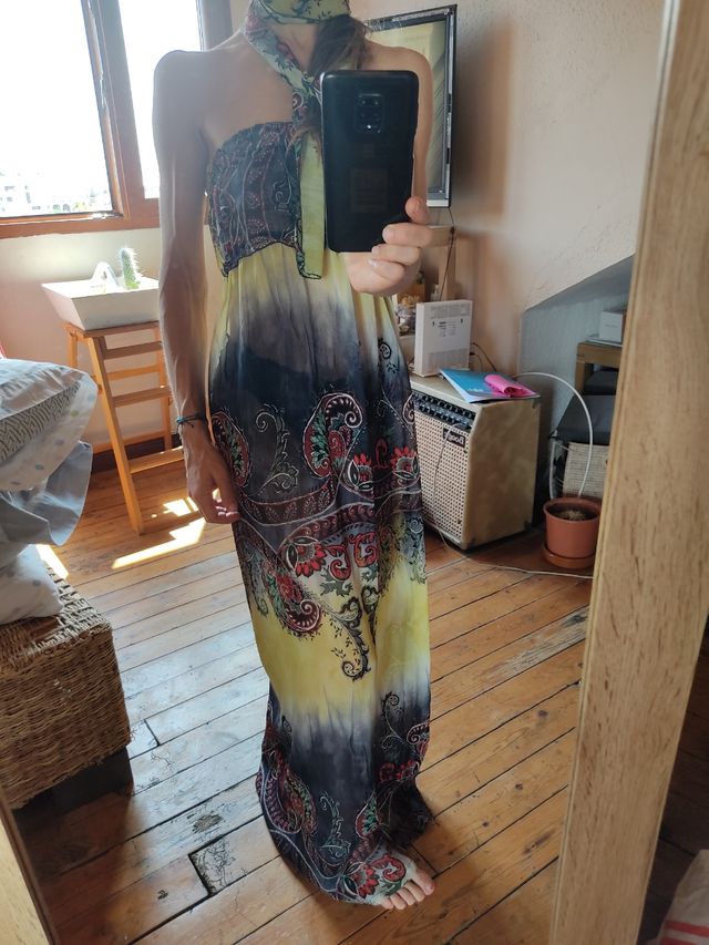 Vestido largo estampado - multicolor