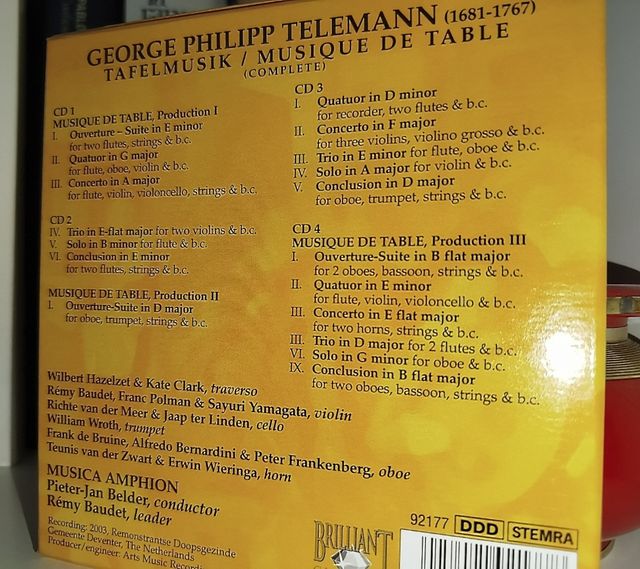 4 cd Telemann Tafelmusik (Música completa)