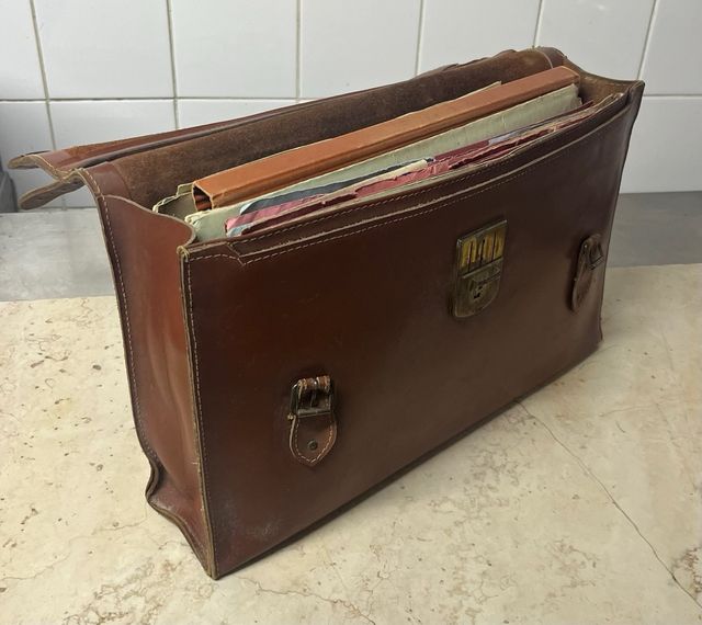 Borsa vintage anni '30 pelle marrone