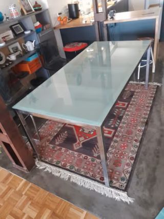Mesa cristal blanco - metal cromado