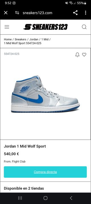 Jordan 1 Mid Wolf Grey - Azul