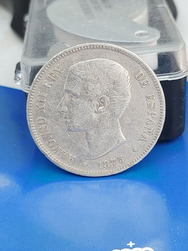Moneda 5 Ptas Alfonso XII 1875 *18*75 plata