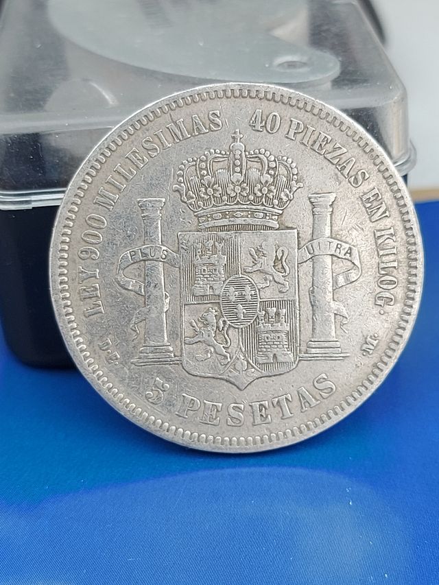 Moneda 5 Ptas Alfonso XII 1875 *18*75 plata
