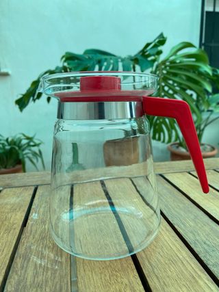 Jarra Cafetera Vidrio Roja Vintage
