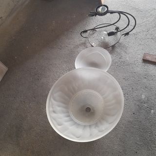 Lampadario stile antico metallo vetro