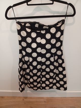 Vestido marca blanco lunares b/n - Talla S