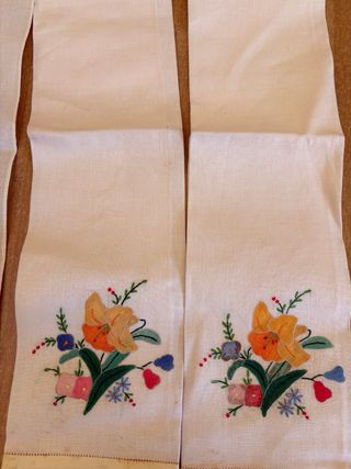 Tovaglioli ricamo fiori - lino e cotone