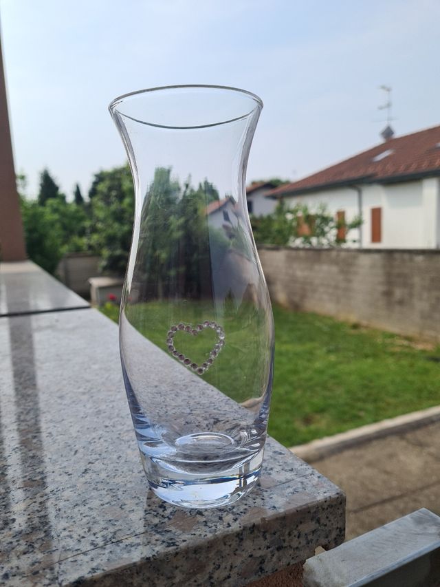 Vaso vetro trasparente - Decorato