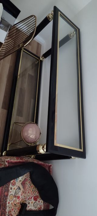 Aparador cristal negro-dorado vintage