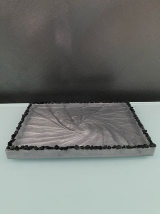 Set portagioie argento-nero in resina epossidica