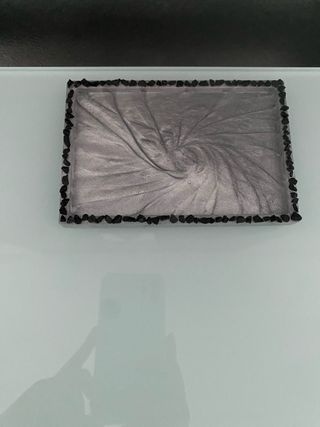 Set portagioie argento-nero in resina epossidica