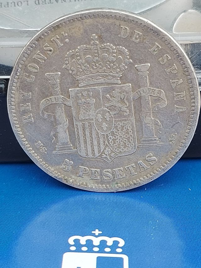 Moneda 5 Ptas 1883 Alfonso XII MSM. Plata