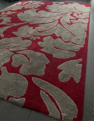 Alfombra lana-viscosa burdeos/beige gran calidad