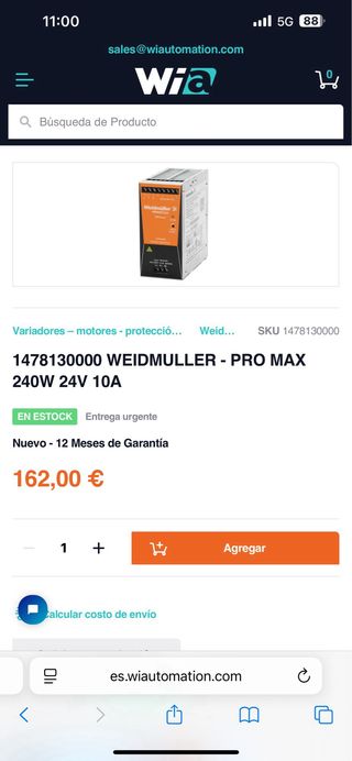 Fuente alimentación Weidmüller PRO-M 250W