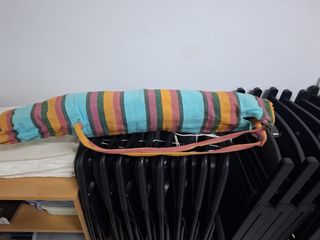 NUEVA! Hamaca - Tela, Madera - Naranja & Turquesa