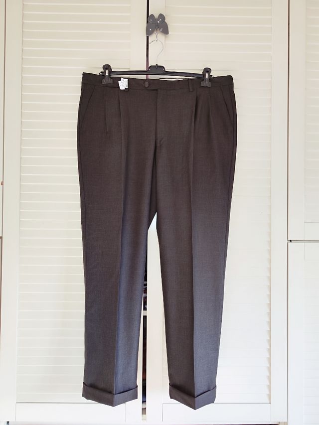 Completo uomo in lana leggera marrone TG XL 