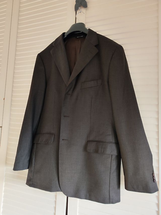 Completo uomo in lana leggera marrone TG XL 